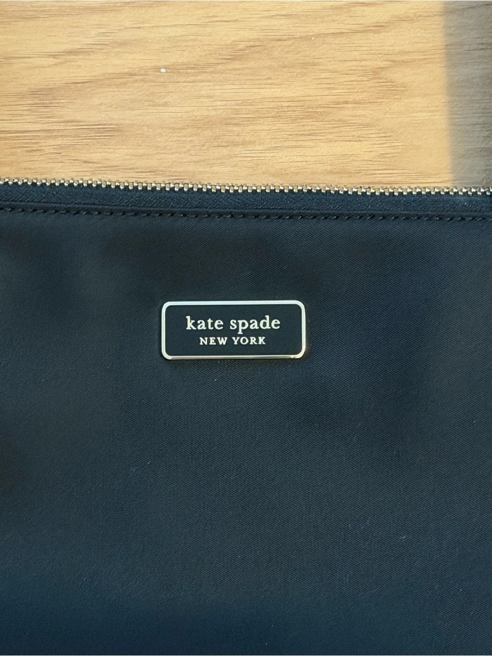 kate spade Black Nylon Zipper Tote with Logo Plate